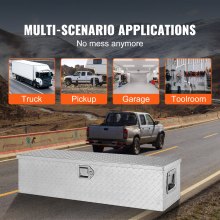VEVOR Caja de herramientas de aluminio para camión, 99 x 33 x 25,4 cm, caja volcadora con cerradura con llaves y asas laterales para almacenamiento de contenedores de coche, autocaravana, remolque