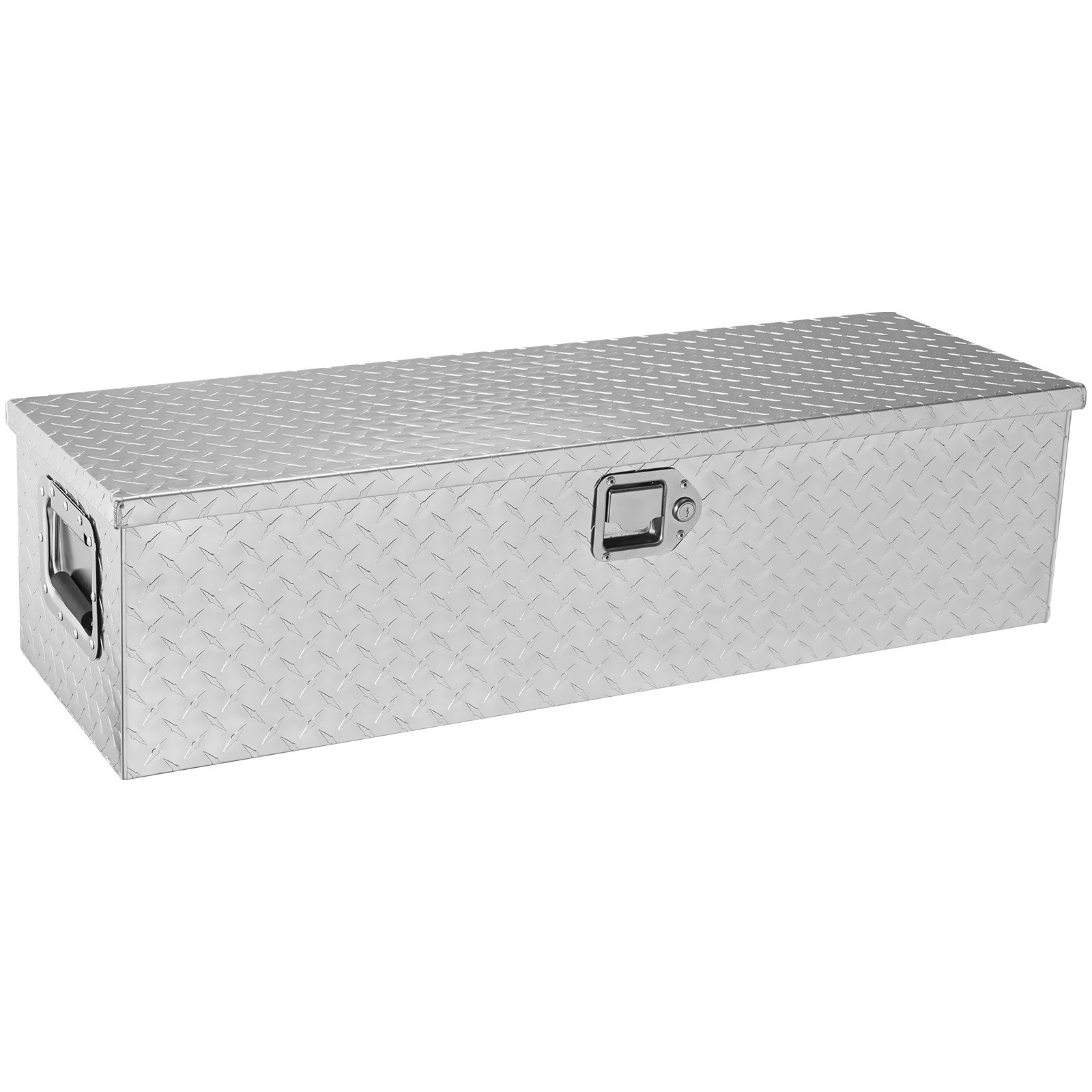 VEVOR Caja de herramientas de aluminio para camión, 99 x 33 x 25,4 cm, caja volcadora con cerradura con llaves y asas laterales para almacenamiento de contenedores de coche, autocaravana, remolque