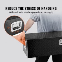 VEVOR Caja de herramientas de aluminio para camión, caja de basura con cerradura de 48 x 15 x 15 pulgadas, con llaves y asas laterales para almacenamiento de contenedores de basura, Negro