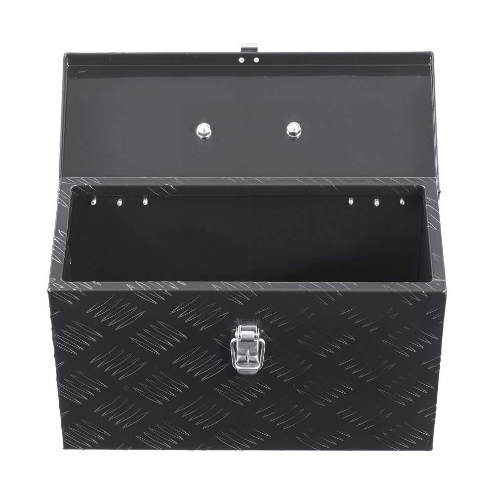 VEVOR Caja de Herramientas de Aluminio Resistente a Caja de Camioneta, con Diseño a Rayas, Asa Lateral y Superior, para Remolque, Camioneta, Autocaravana, 406 x 190 x 254 mm, Negro, Carga 20 kg