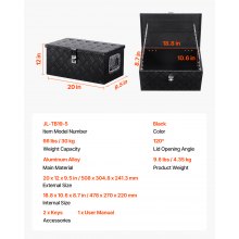 VEVOR Caja de Herramientas de Aluminio a Camioneta 50,8 x 30,5 x 24,1 cm Negro
