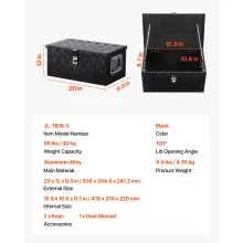 VEVOR Caja de Herramientas de Aluminio a Camioneta 50,8 x 30,5 x 24,1 cm Negro