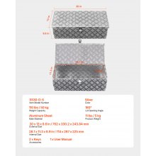 VEVOR Caja de Herramientas Aluminio a Camioneta 762 x 330,2 x 243,84 mm Plata