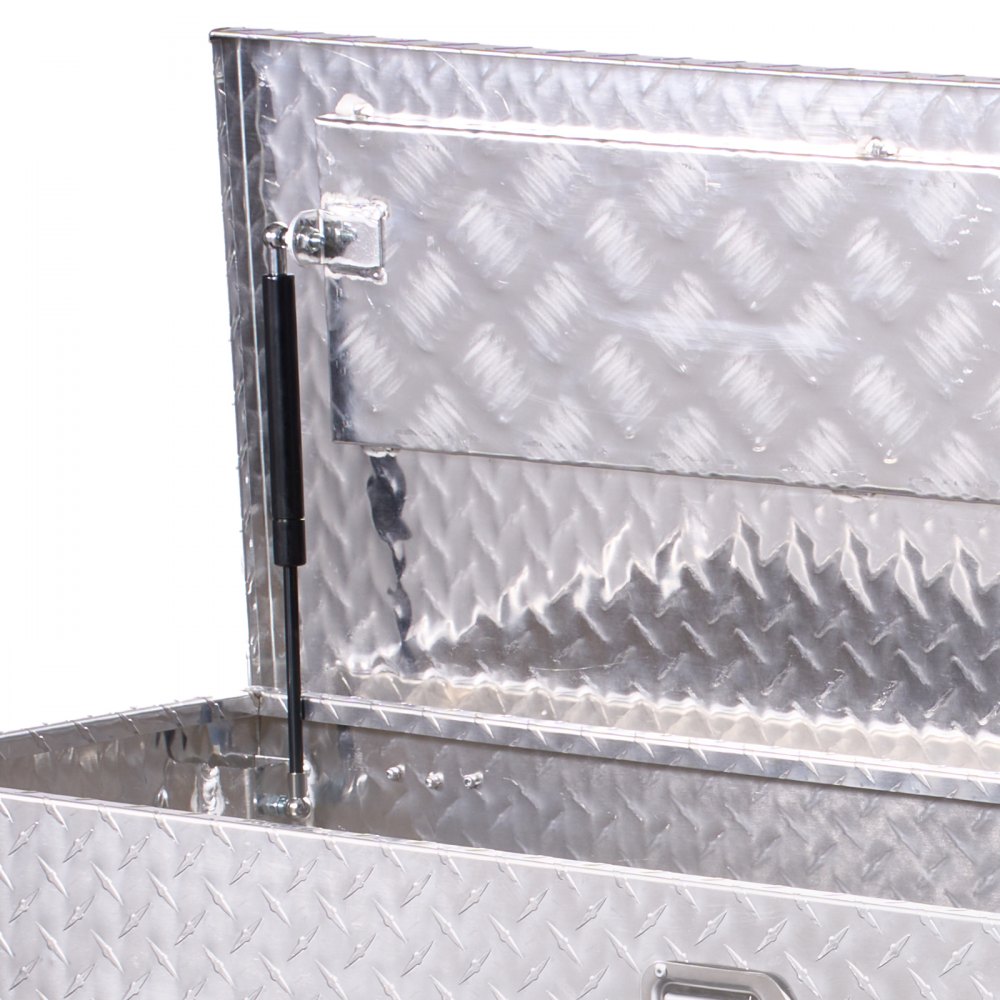 VEVOR Caja de herramientas de aluminio resistente para caja camioneta, con placa de diamante, asa lateral y llaves seguridad, para remolque, camioneta, autocaravana, 1244,6 x 381 x 381 mm, Plata