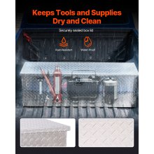VEVOR Caja de herramientas de aluminio para camioneta 124 x 38 x 38 cm Plata