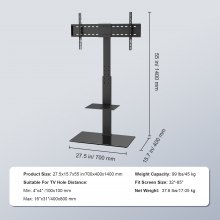 VEVOR Soporte de TV para Tamaño de Pantalla de 81,3 - 216 cm Altura Ajustable