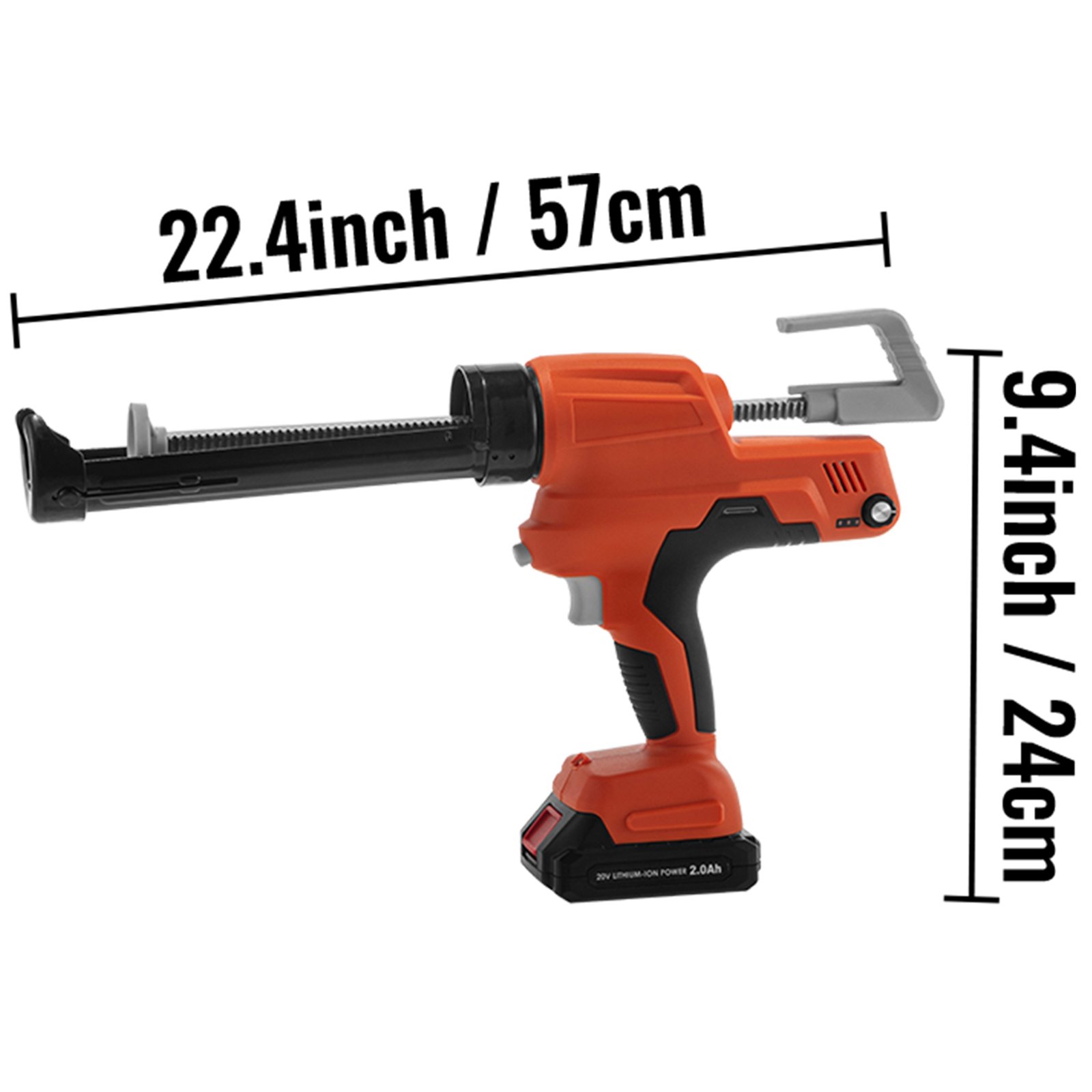 VEVOR Sausage Cartridge Gun, 6500 N Silicone Gun, Battery 10oz Cartridge Gun, 600 ml, 57 x 24 x 7.5 cm, Made of Iron PA6 Material, 5.1 kg, 20 V, For Filling Cracks, Gaps, Glass, Ceramics