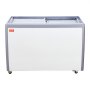 VEVOR Vitrina Comercial para Helado, Congelador Horizontal de 370 L, Congelador Móvil con Tapa de Vidrio, Gabinete para Inmersión de Helado de Restaurante con 8 Tinas Grandes, 2 Puertas Corredizas de Vidrio, Ruedas con Bloqueo, Blanco