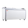 VEVOR Vitrina Comercial para Helado, Congelador Horizontal de 460 L, Congelador Móvil con Tapa de Vidrio, Gabinete para Inmersión de Helado de Restaurante con 5 Cestas de Alambre, 2 Puertas Corredizas de Vidrio, Ruedas con Cerradura, Blanco