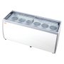 VEVOR Vitrina Comercial para Helado, Congelador Horizontal 567L, Congelador Móvil con Tapa de Vidrio, Gabinete para Inmersión de Helado de Restaurante con 12 Tinas Grandes, 2 Puertas Corredizas de Vidrio, Ruedas con Bloqueo, Blanco