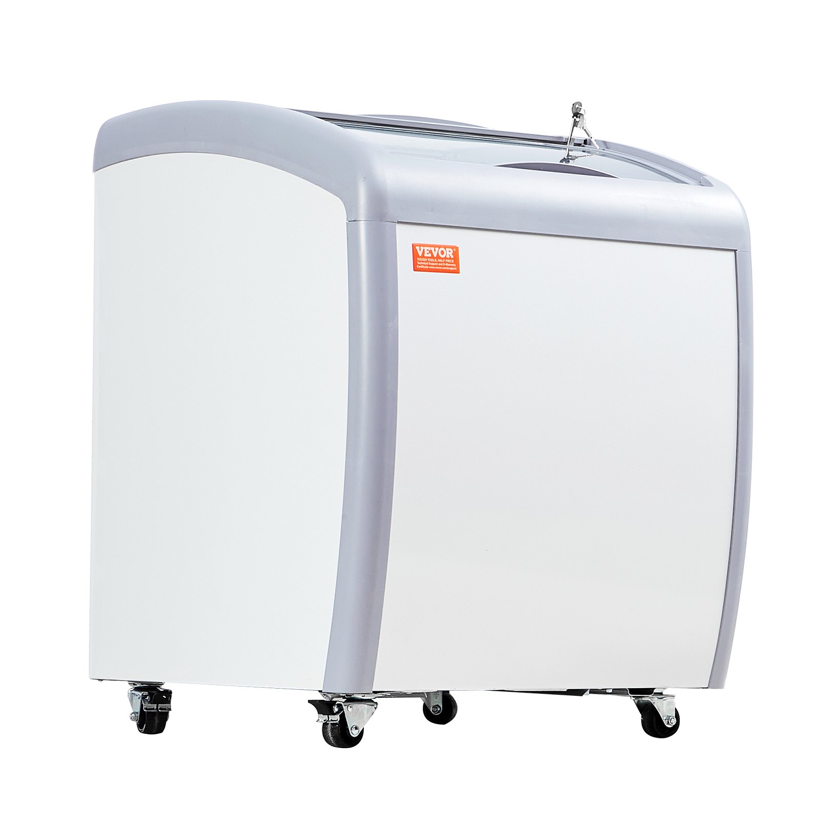 VEVOR Vitrina Comercial para Helado Congelador Horizontal de 154 L Congelador Móvil con Tapa de Vidrio Gabinete para Inmersión de Helado con 2 Cestas de Alambre 2 Puertas Corredizas de Vidrio, Blanco