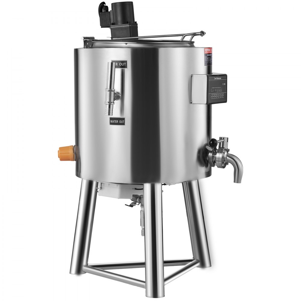VEVOR Pasteurizador de Leche Comercial de 30 L, Acero Inoxidable 304 de Grado Alimenticio, con Control de Tiempo y Temperatura, para Esterilización de Leche, Jugo y Yogur, 590 x 590 x 980 mm, Plata