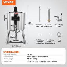 VEVOR Pasteurizadora Comercial 30 L a Esterilización de Leche 590 x 590 x 980 mm