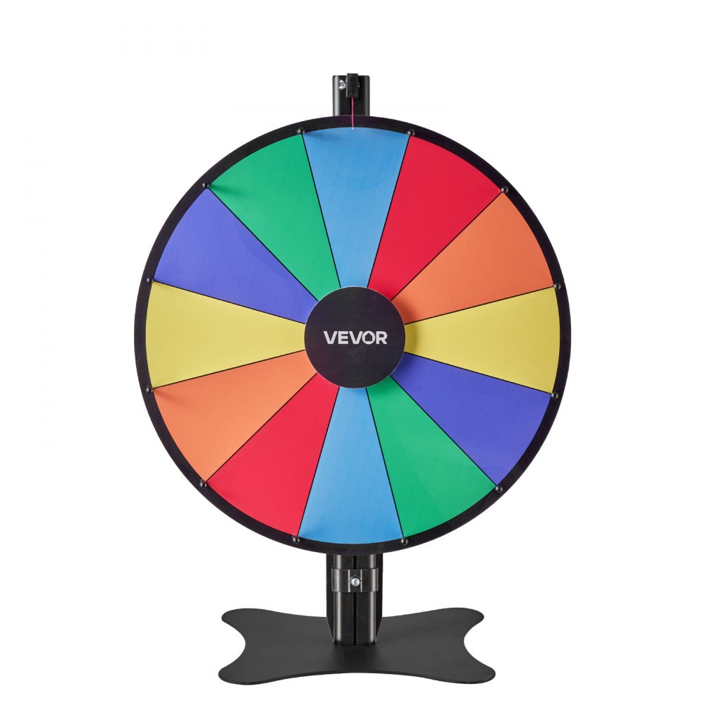 VEVOR Rueda de la Fortuna 61 cm, Ruleta de la Suerte de 6 Colores 12 Ranuras, Soporte de Altura Ajustable, con 2 Rotuladores y Borrador de Pizarra, Rueda de Premio para Juegos Lotería Fiesta Carnaval