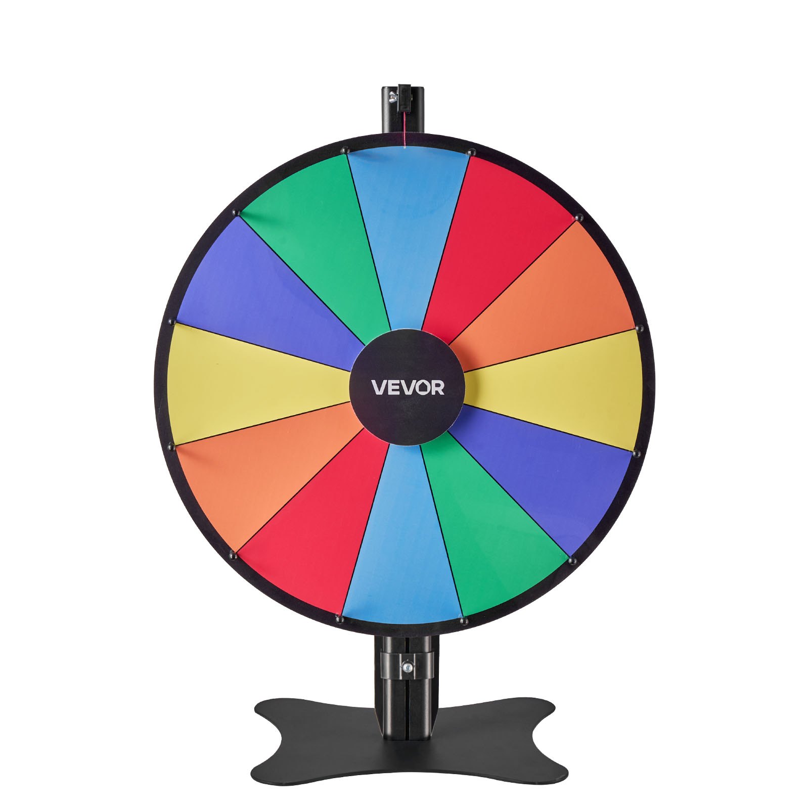 VEVOR Rueda de la Fortuna 61 cm, Ruleta de la Suerte de 6 Colores 12 Ranuras, Soporte de Altura Ajustable, con 2 Rotuladores y Borrador de Pizarra, Rueda de Premio para Juegos Lotería Fiesta Carnaval