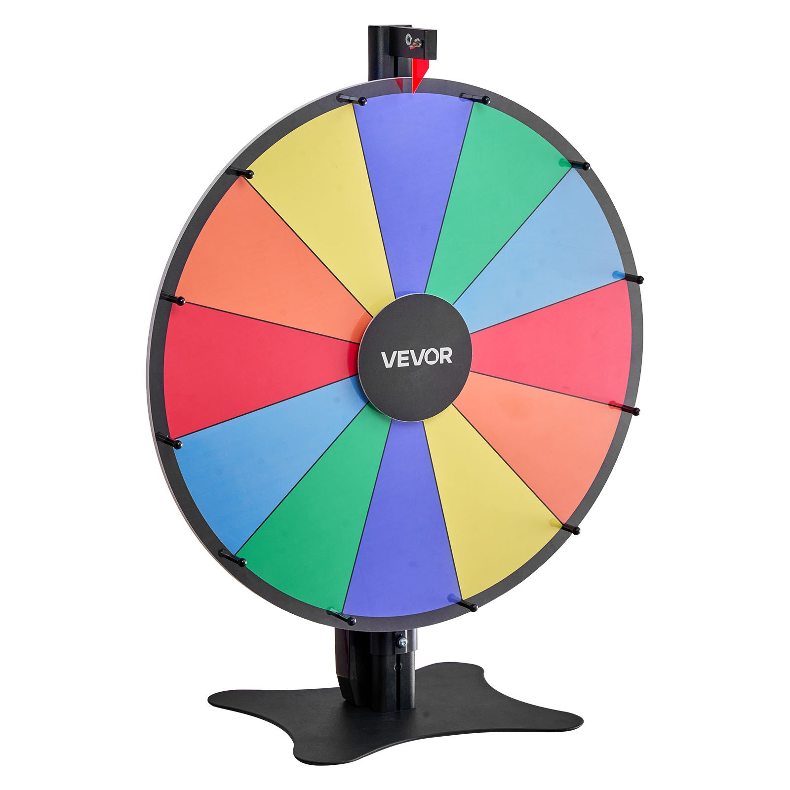 VEVOR Rueda de la Fortuna 61 cm, Ruleta de la Suerte de 6 Colores 12 Ranuras, Soporte de Altura Ajustable, con 2 Rotuladores y Borrador de Pizarra, Rueda de Premio para Juegos Lotería Fiesta Carnaval