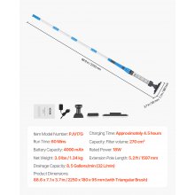 VEVOR Limpiador de Piscina Recargable Inalámbrica 8,5 GPM con Poste de Extensión