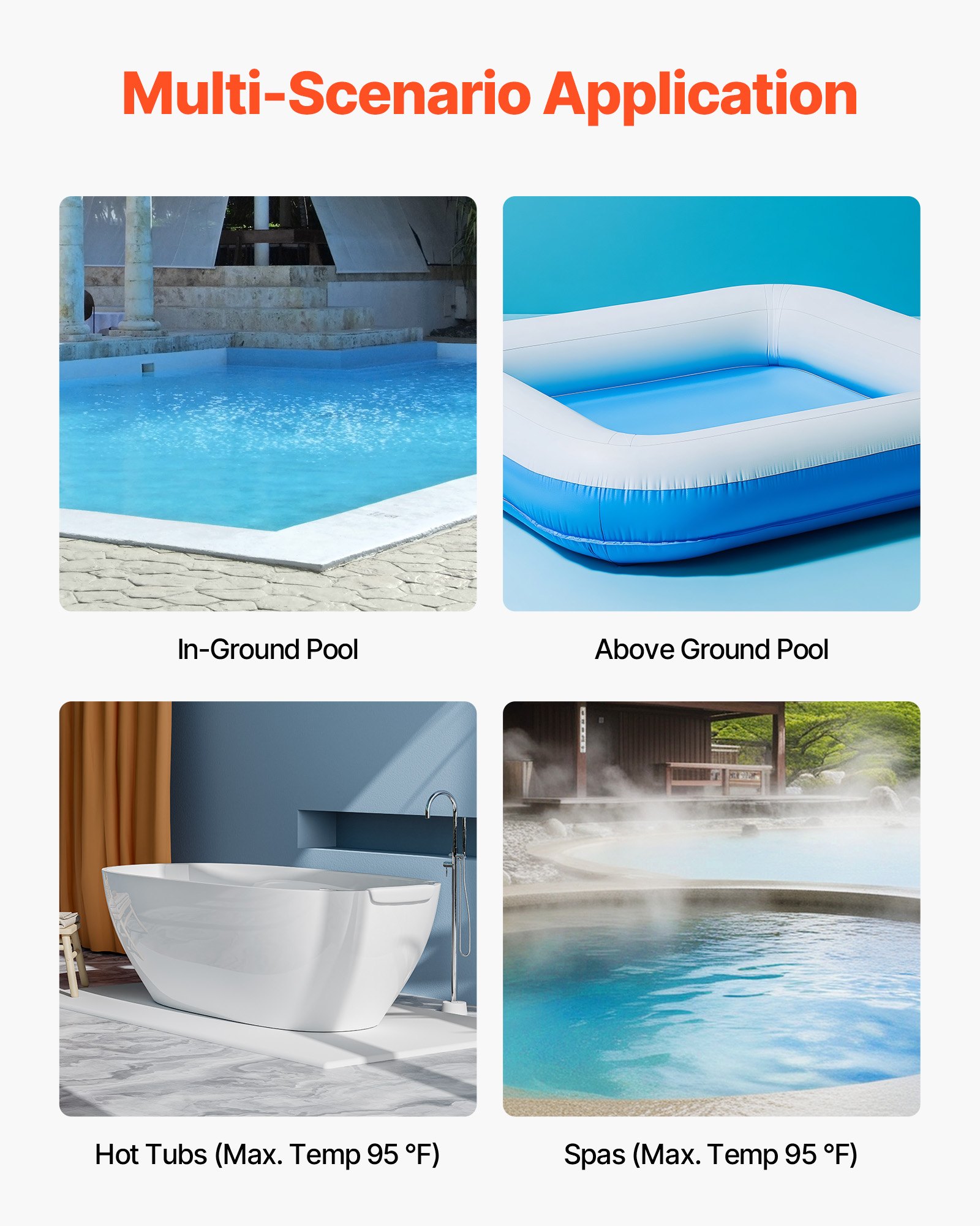 VEVOR Aspiradora de Piscina Recargable, Aspiradora de Mano Inalámbrica de 26 GPM para Jacuzzi con Poste de Extensión, para Limpieza Profunda y Succión Potente, para Piscinas Elevadas o Enterradas
