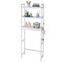 VEVOR Over-the-Toilet Storage, 3-Tier Adjustable Bathroom Organizer, Bamboo Storage Shelf with 3 Hooks, Freestanding, Easy to Assemble