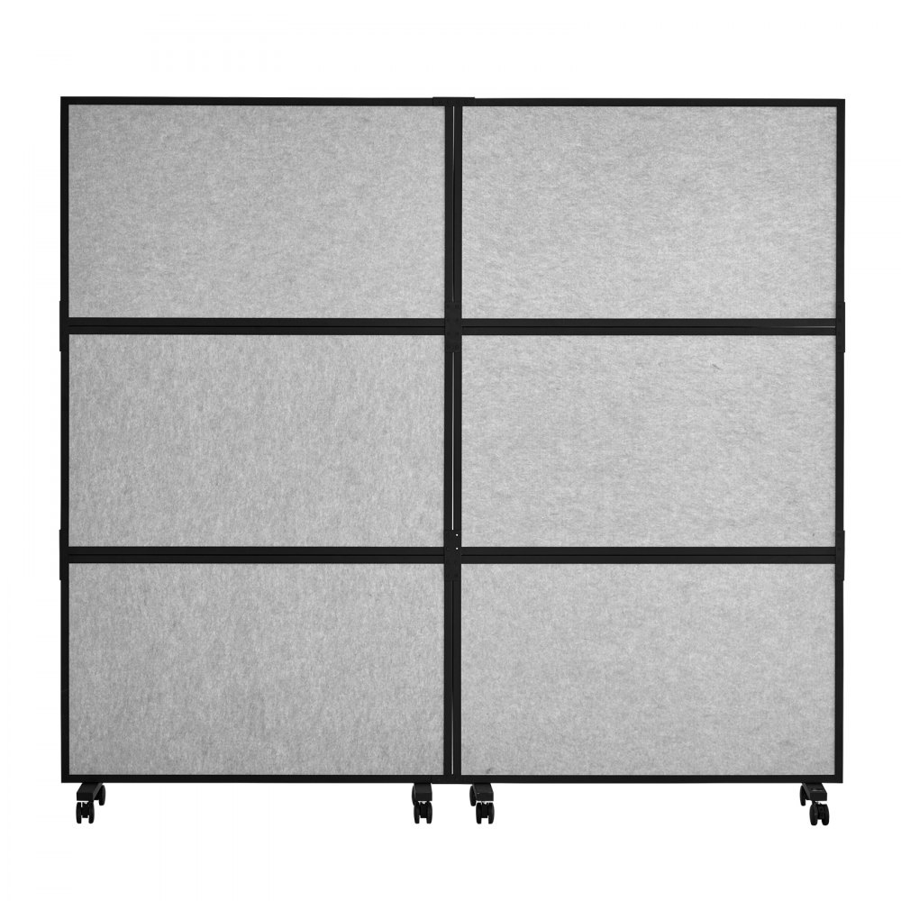 VEVOR Divisores de Ambientes Acústicos 2 Piezas Divisores de Oficina Independientes Mamparas Divisorias Poliéster y Cubículos de Acero 45 mm para Reducir Ruido y Distracción Visual, Gris Claro