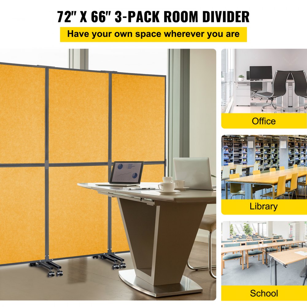 VEVOR Biombos Acústicos Divisor de Habitación Acústico 183x168cm 23kg Naranja