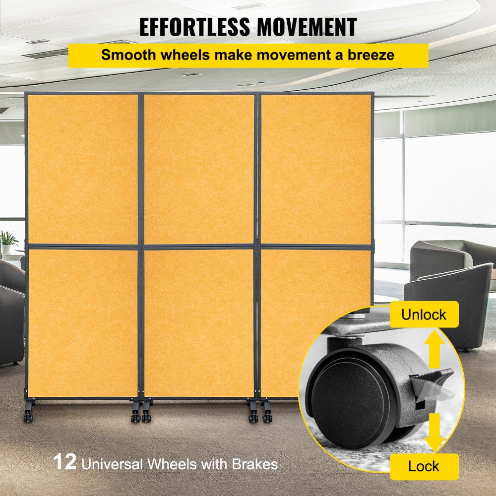VEVOR Biombos Acústicos Divisor de Habitación Acústico 183x168cm 23kg Naranja