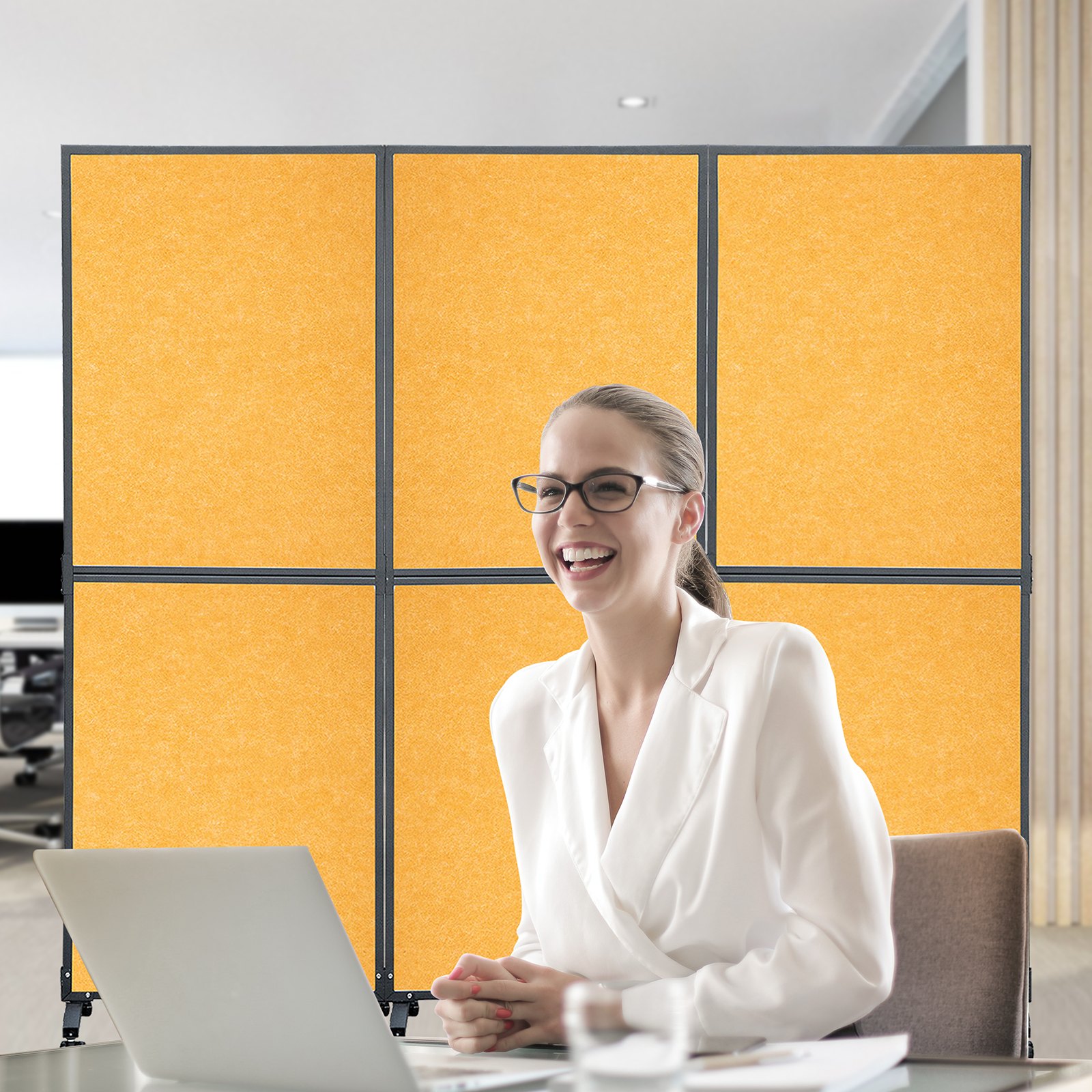 VEVOR Biombos Acústicos Divisor de Habitación Acústico 183x168cm 23kg Naranja