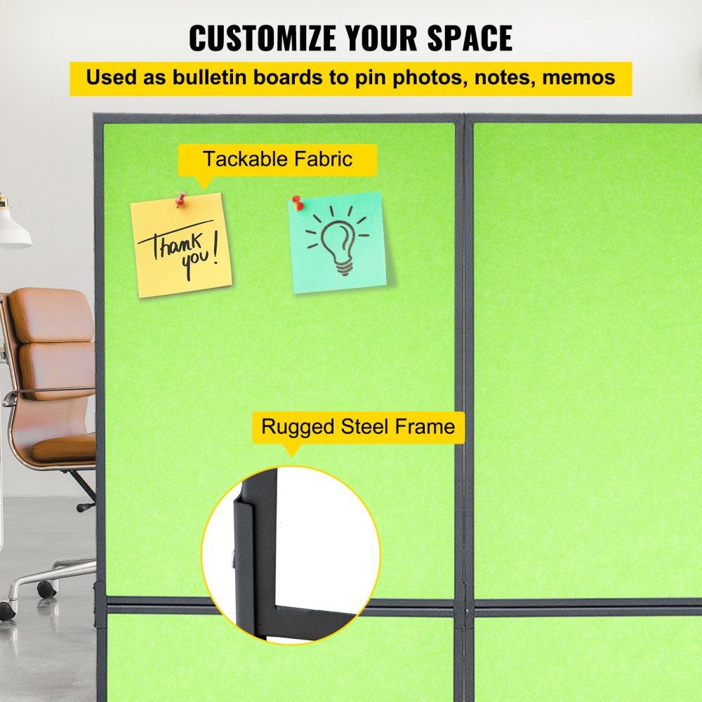 VEVOR Biombos Acústicos 183x168 cm Divisores de Habitación Acústica 34,3 cm Paneles Acústicos Separadores Verde Turquesa Panel Acústico Divisor 23kg de Fibra de Poliéster y Acero 45 para Oficina