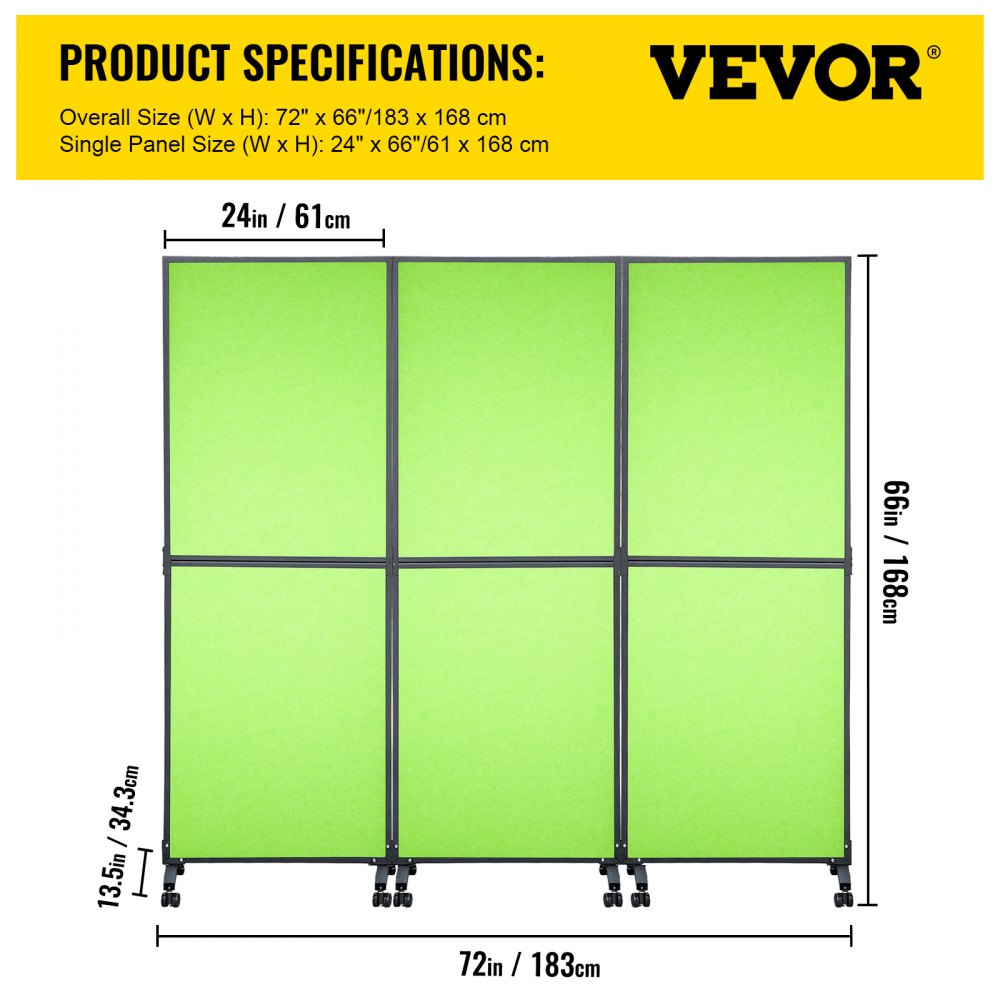 VEVOR Biombos Acústicos 183x168 cm Divisores de Habitación Acústica 34,3 cm Paneles Acústicos Separadores Verde Turquesa Panel Acústico Divisor 23kg de Fibra de Poliéster y Acero 45 para Oficina