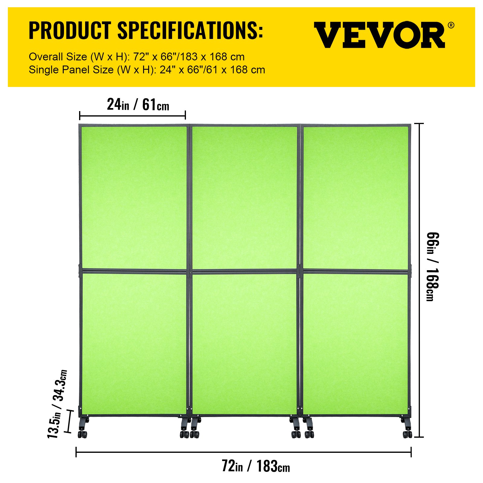 VEVOR Biombos Acústicos 183x168 cm Divisores de Habitación Acústica 34,3 cm Paneles Acústicos Separadores Verde Turquesa Panel Acústico Divisor 23kg de Fibra de Poliéster y Acero 45 para Oficina