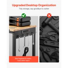 VEVOR Banco de Trabajo 1220x610x711-1003 mm Altura Ajustable para Taller Garaje