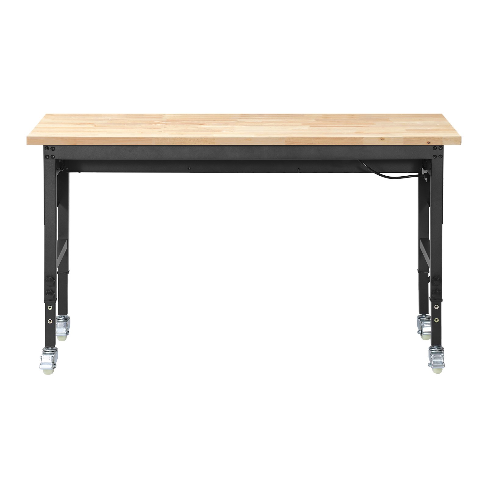 VEVOR Banco de Trabajo con Cajón 152,4 x 61 cm, Mesa de Taller Altura Ajustable de 6 Niveles de 76-101 cm, Carga de 680 kg, Mesa de Madera Marco de Metal con Ruedas para Oficina, Garaje, Taller