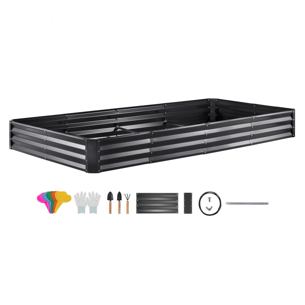 VEVOR Cama de Jardín Elevada de Metal 240x120x28 cm Gris para Flores Vegetales