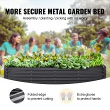 VEVOR Cama Elevada de Jardín 240 x 120 x 60 cm Jardinería Elevada de Metal Galvanizado para Cultivo de Flores Plantas Hierbas Huerto Urbano para Jardín Terraza Patio Balcón Gris Oscuro con Accesorios