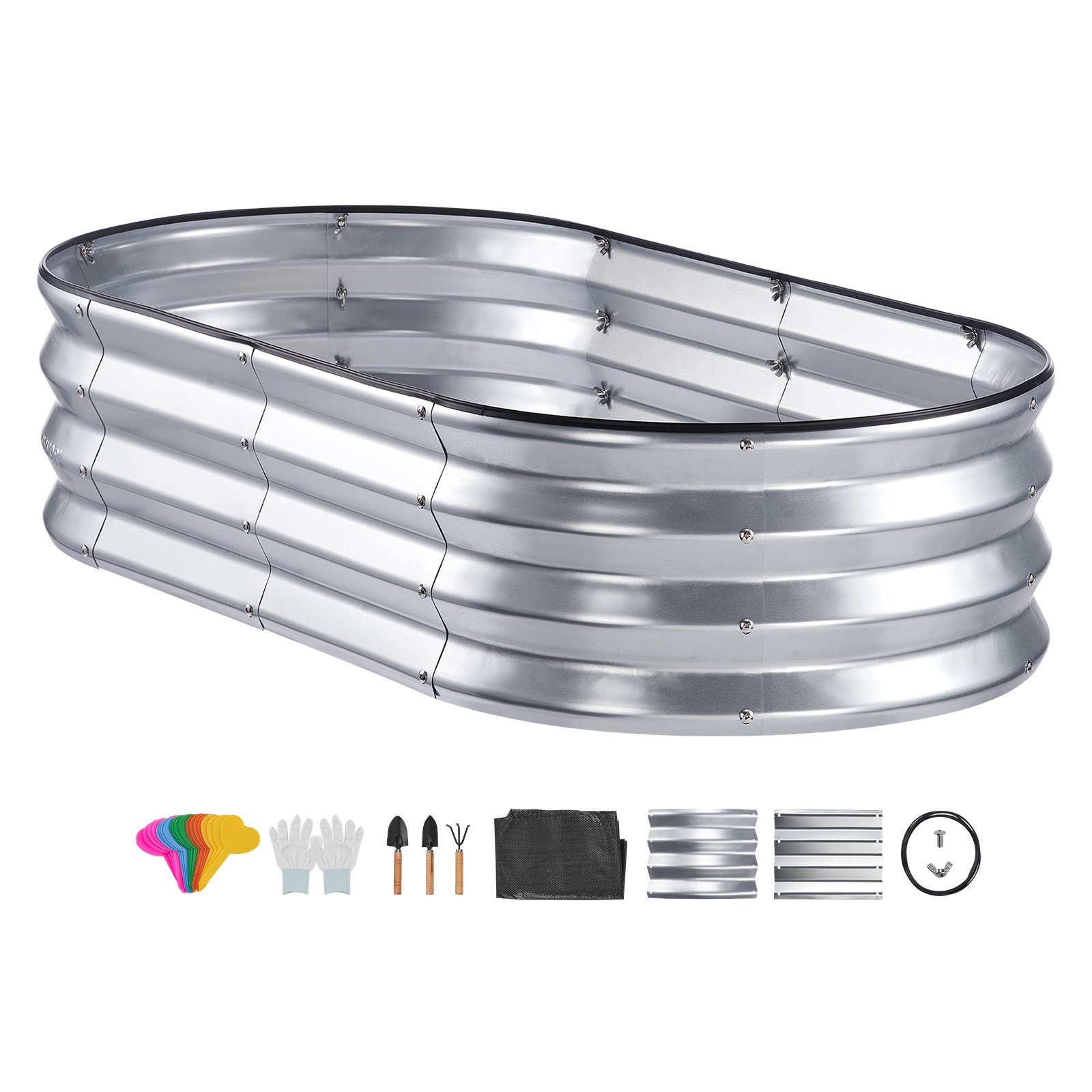 VEVOR Cama Elevada de Jardín 122,5 x 62,5 x 28 cm Jardinería Elevada de Metal Galvanizado para Cultivo de Flores Plantas Hierbas Huerto Urbano para Jardín Terraza Patio Balcón Plata con Accesorios