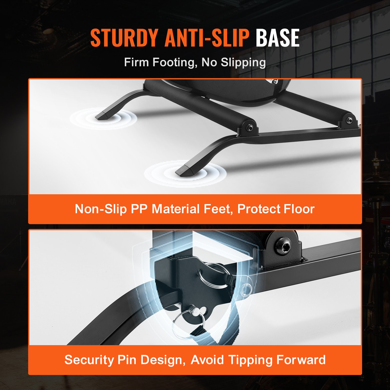 VEVOR Soporte para guitarra de 5 espacios, con capacidad para 5 guitarras, estante plegable para exhibición de múltiples guitarras de pie con base antideslizante, pasador de seguridad, protección de espuma de alta densidad, para guitarra, bajo eléctrico acústico