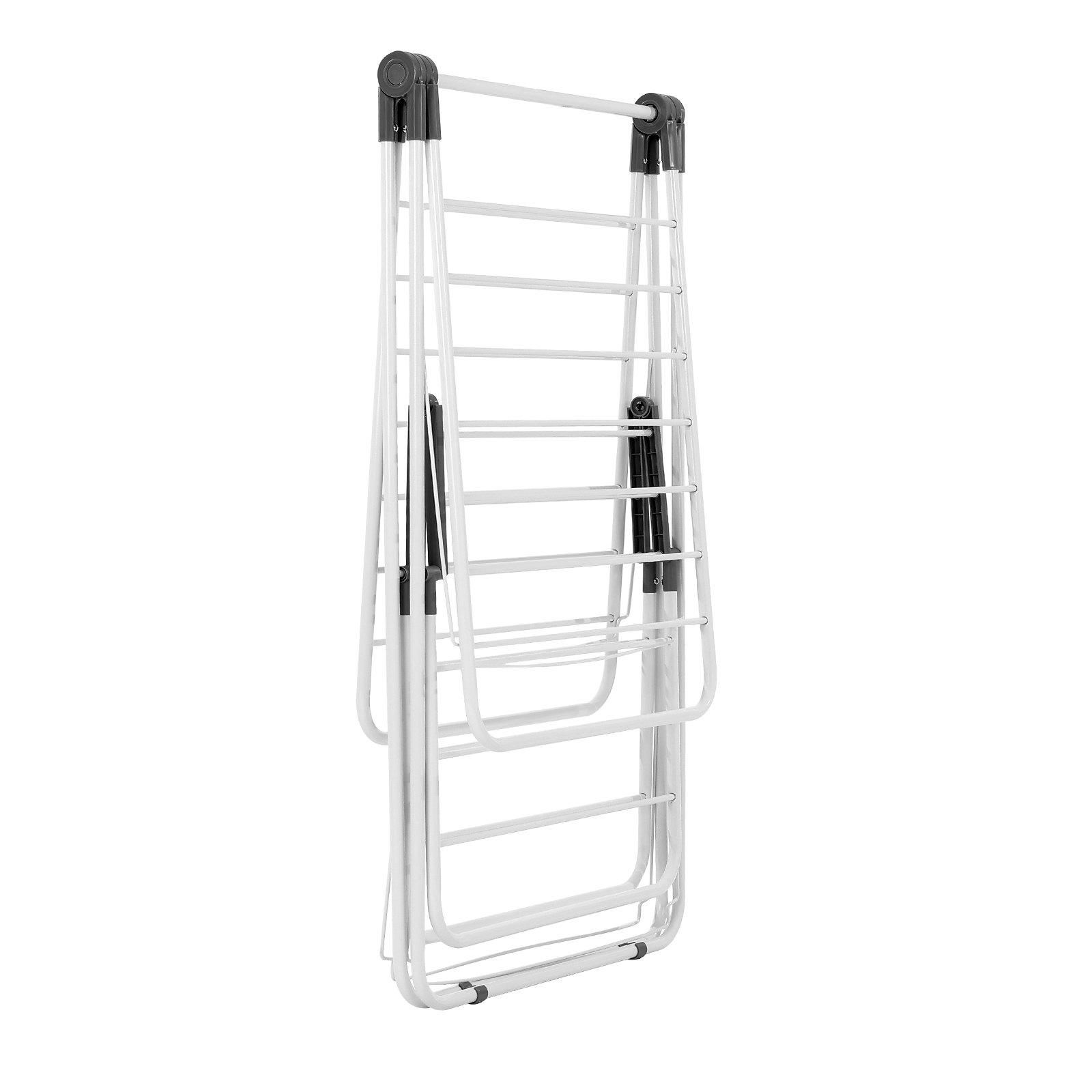 VEVOR Clothes Airer (2-Tier & Foldable) with Sock Clips & 31 Drying Bars, Height-Adjustable Metal Drying Rack, Freestanding & Space-Saving Clothes Hanger for Laundry Rooms, Balconies