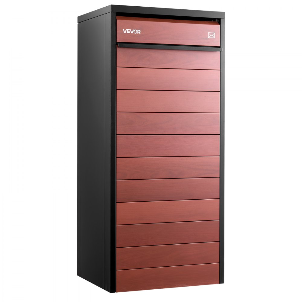 VEVOR Buzón para Paquetes de Exterior 505 x 400 x 1120 mm Caja de Metal, para Cartas, Revistas, Periódicos, Impermeable, con Mecanismo Antirrobo, Diseño Antivuelco, Kit de Montaje, Negro y Marrón