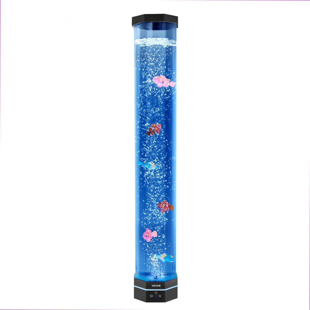 VEVOR Lámpara Sensorial de Burbujas, Tubo de Burbujas de 80 cm Lámpara Sensorial para Acuario con 6 Peces Flotantes, 16 Efectos de Color y Control Remoto para Sala de Estar, Decoración del Hogar