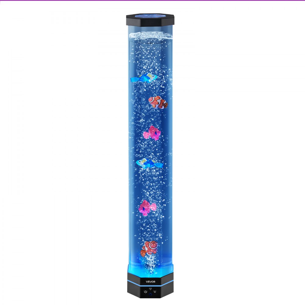 VEVOR Lámpara Sensorial de Burbujas, Tubo de Burbujas de 80 cm Lámpara Sensorial para Acuario con 6 Peces Flotantes, 16 Efectos de Color y Control Remoto para Sala de Estar, Decoración del Hogar