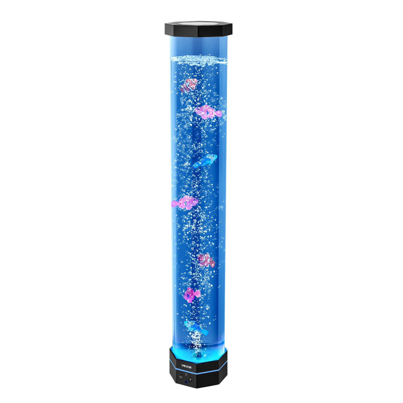 VEVOR Lámpara Sensorial de Burbujas, Tubo de Burbujas de 80 cm Lámpara Sensorial para Acuario con 6 Peces Flotantes, 16 Efectos de Color y Control Remoto para Sala de Estar, Decoración del Hogar