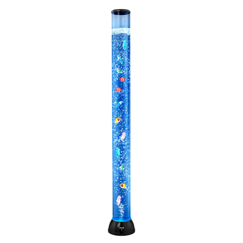 VEVOR Lámpara Sensorial de Burbujas, Tubo de Burbujas de 1,2 m Lámpara Sensorial para Acuario con 10 Peces Flotantes, 16 Efectos de Color y Control Remoto para Sala de Estar, Decoración del Hogar