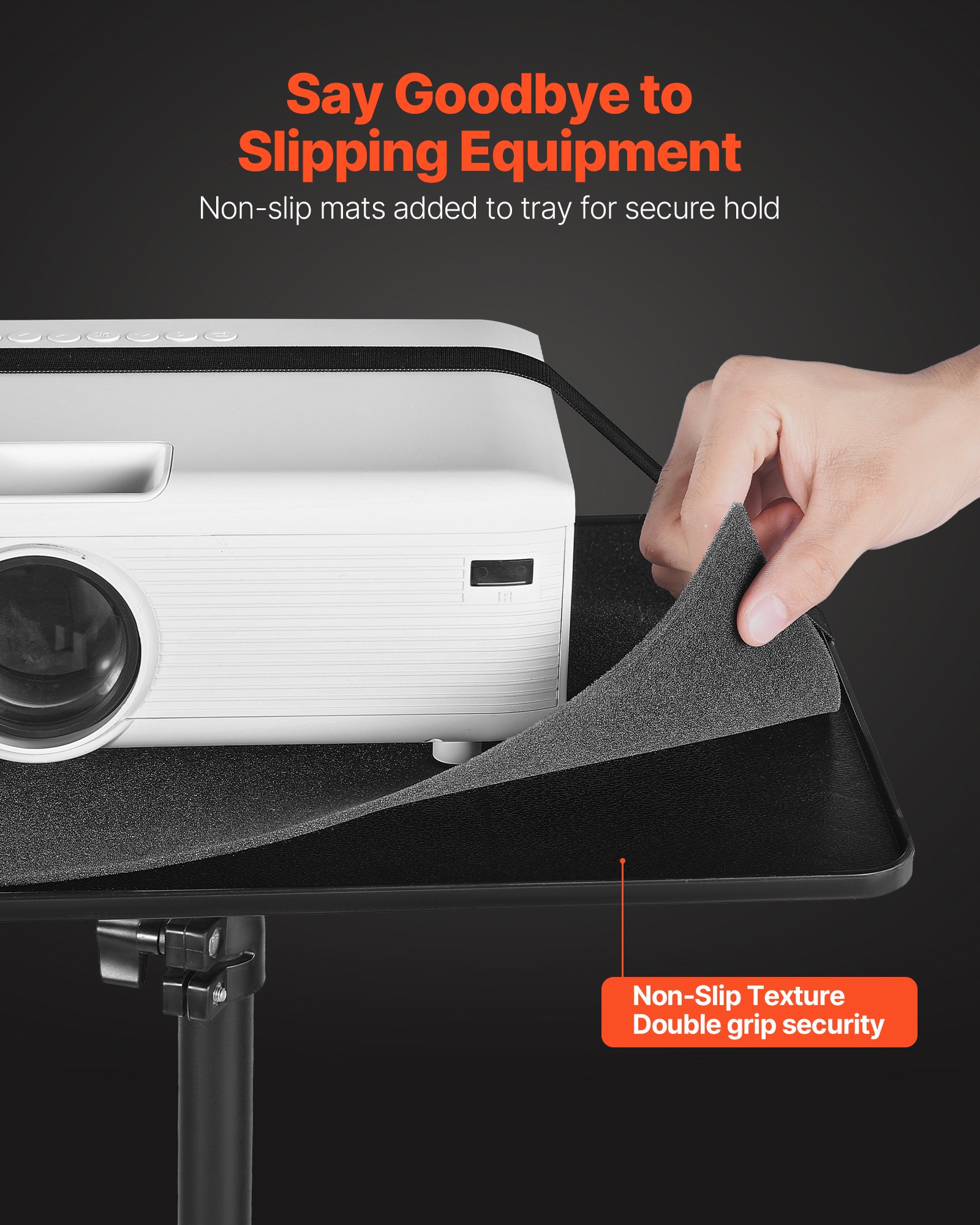 VEVOR Soporte Proyector Suelo Portátil, Altura Ajustable desde 720 a 1570 mm, 360° Rotación, Carga 5 kg, Compatible con Portátiles y Micrófonos para Reuniones Casa Oficina Cine al Aire Libre Escenario