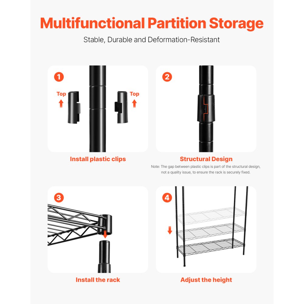 VEVOR Storage Rack for Washing Machine and Dryer, 3-Tier Clothes Rack with Clothes Rail and Hooks, Single Row Adjustable Washing Machine Shelves, for Storage and Organization