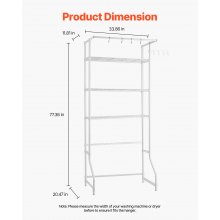 VEVOR Estante de Almacenamiento para Lavador de una Sola Fila 3 Niveles, Blanco