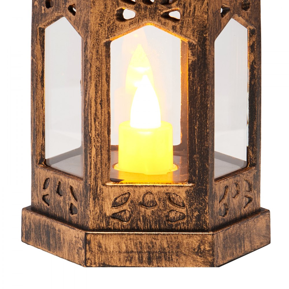 VEVOR Faroles Decorativos para Velas, Velas LED Eléctricas sin Llama, Soporte de Plástico con Cristal, en la Pared, para Porches, Mesas de Boda, Fiestas, Color Bronce, 65 x 65 x 128 mm, 12 uds