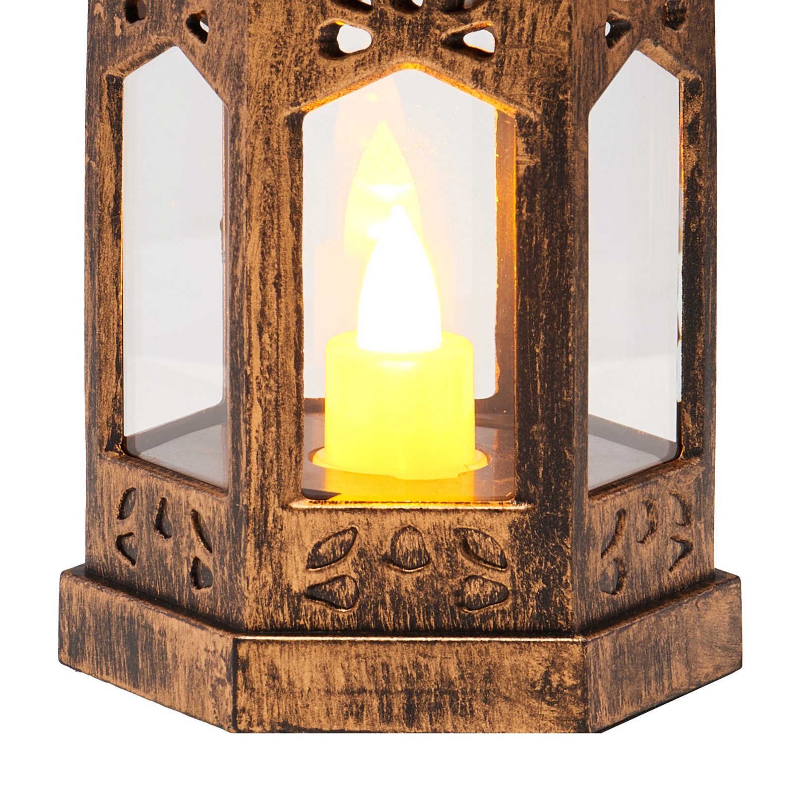 VEVOR Faroles Decorativos para Velas, Velas LED Eléctricas sin Llama, Soporte de Plástico con Cristal, en la Pared, para Porches, Mesas de Boda, Fiestas, Color Bronce, 65 x 65 x 128 mm, 12 uds