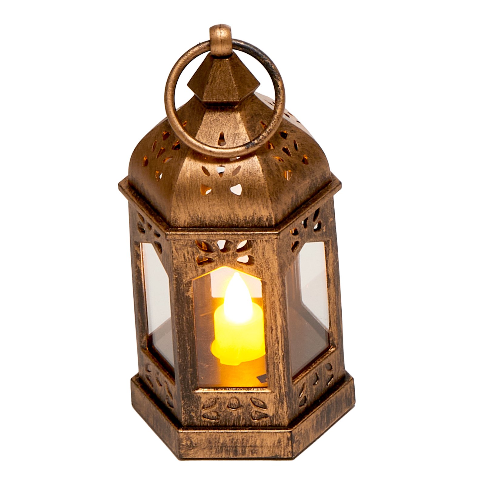 VEVOR Faroles Decorativos para Velas, Velas LED Eléctricas sin Llama, Soporte de Plástico con Cristal, en la Pared, para Porches, Mesas de Boda, Fiestas, Color Bronce, 65 x 65 x 128 mm, 12 uds