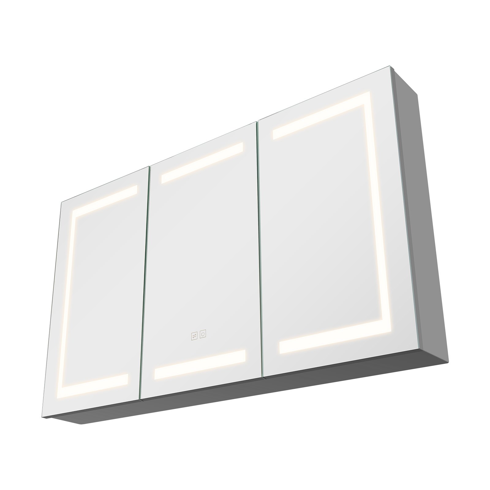 VEVOR Lighted Medicine Cabinet with Mirror, 100 x 60 cm Wall-Mounted, 3 Color Dimmable LED Bathroom Medicine Cabinet with Tempered Glass Mirror, Memory Function/2 Adjustable Shelves/ Outlets & USBs