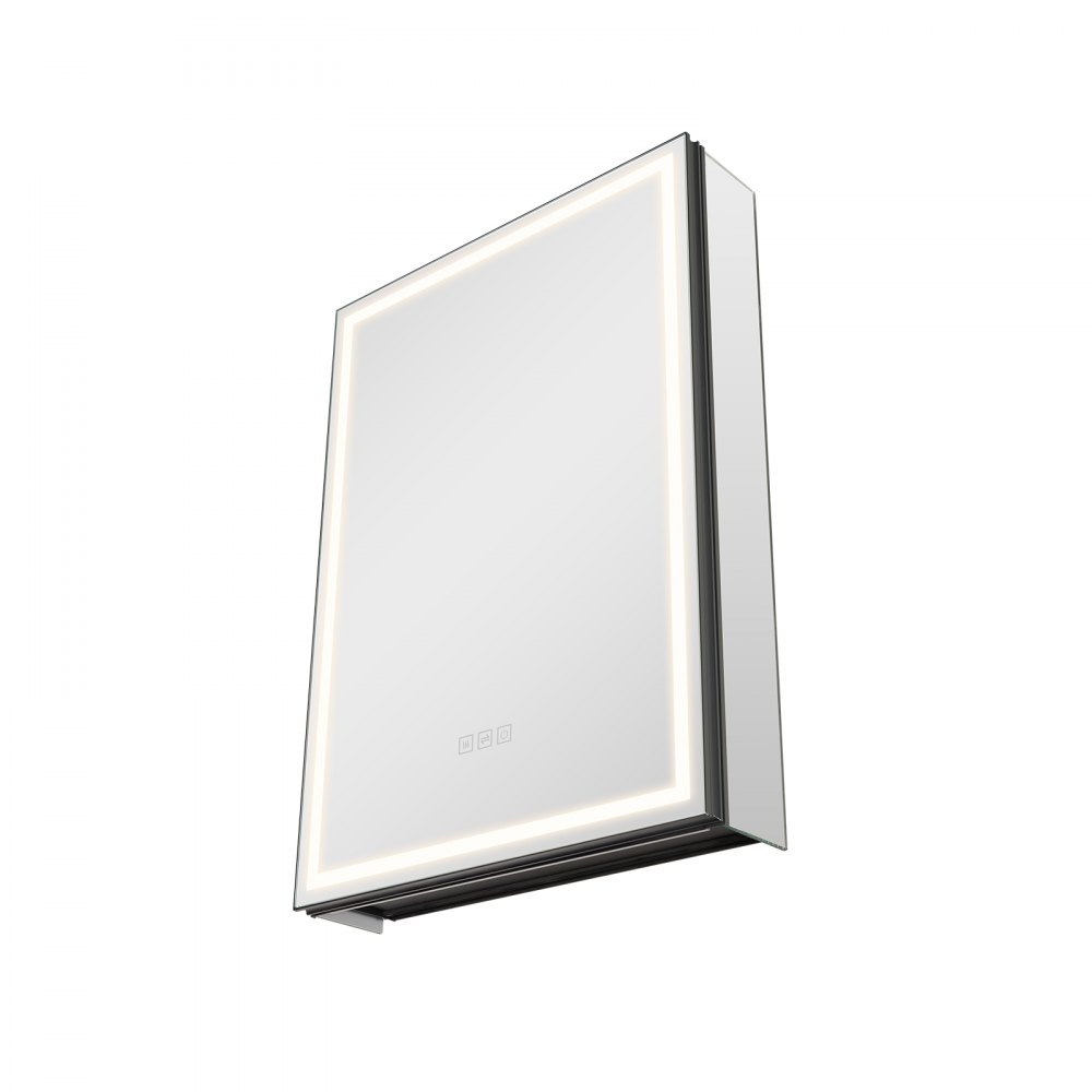 VEVOR Armario de Baño con Espejo de 2 Caras 50 x 12,5 x 70 cm para Empotrar o Montar en Pared Gabinete de Espejo de Iluminación LED Regulable en 3 Colores, Función Antivaho, Estantes Ajustables